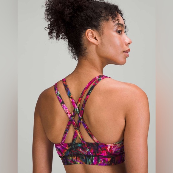 Lululemon Energy Bra Hyper Flow Pink Multi Women’s Sports Bra Size 4 - Picture 4 of 9